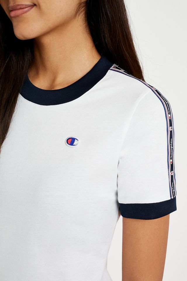 Champion Taped Sleeve White T-Shirt #1