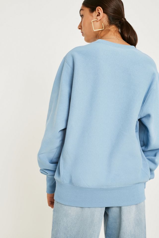Champion X UO Blue Crew Neck Sweatshirt Urban Outfitters UK