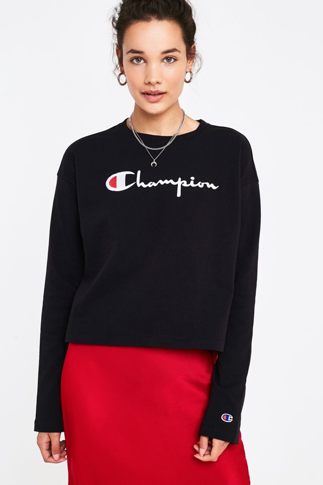 Crew Neck Black Cropped Champion Jumper Champion Black Cropped