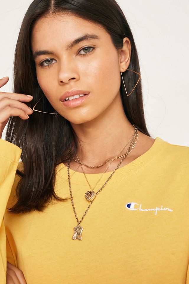 Champion Yellow Logo Script Long-Sleeve T-Shirt #1