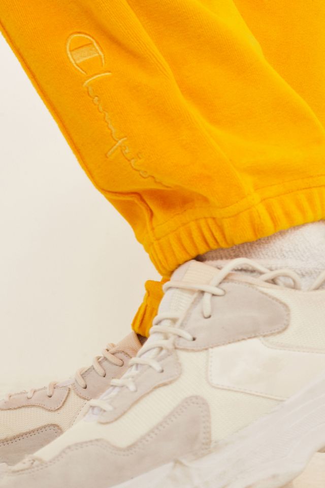 Champion yellow heavy velour track pants hot sale