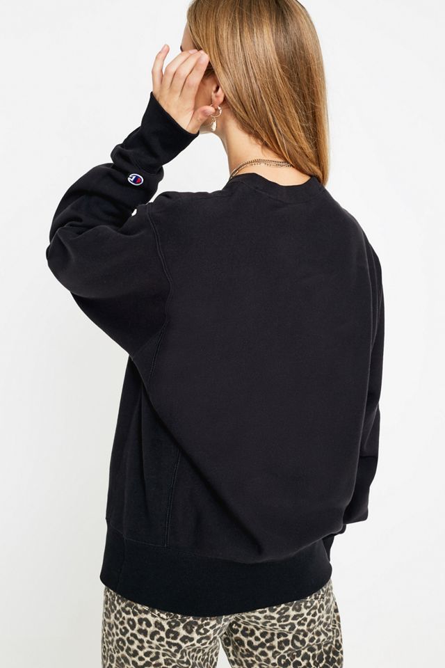 Champion Script Logo Black Crew Neck Sweatshirt #2