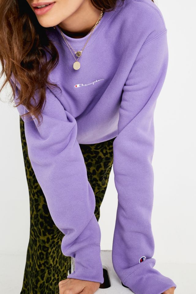 Champion script logo violet crew neck sweatshirt online