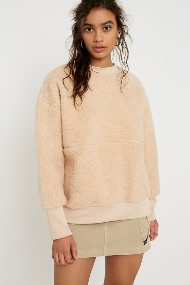 Champion Sherpa Script Logo Ecru Crew Neck Sweatshirt #1