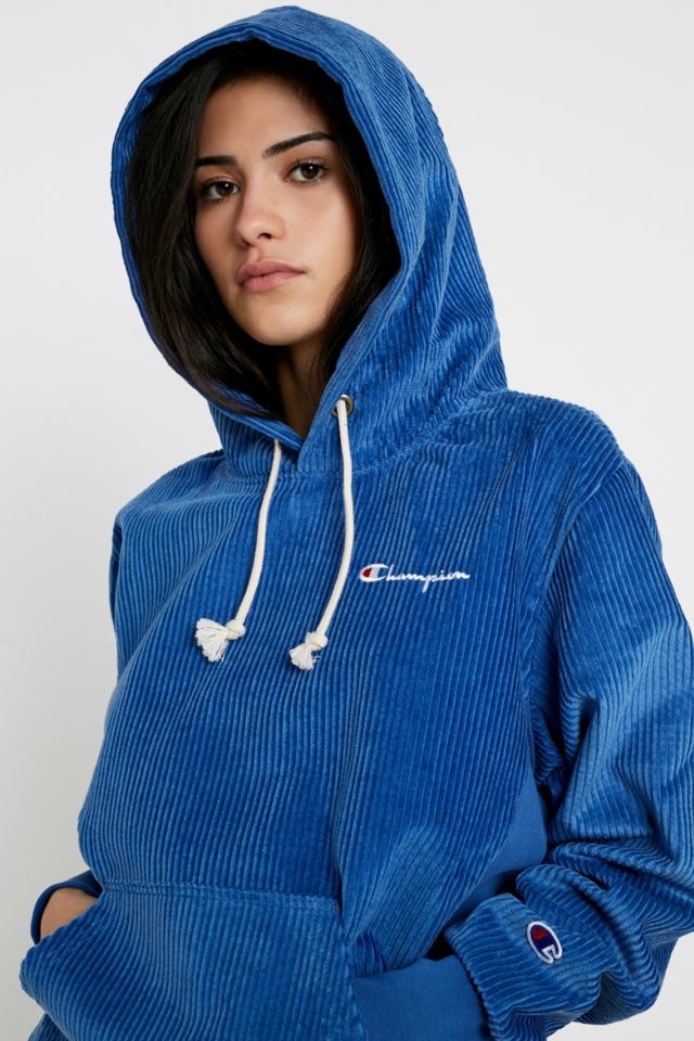 Champion Blue Corduroy Hoodie | Urban Outfitters UK