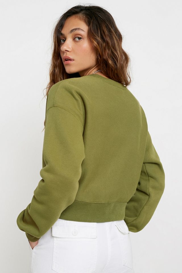 Champion Triple Script Khaki Crop Crew Neck Sweatshirt #3