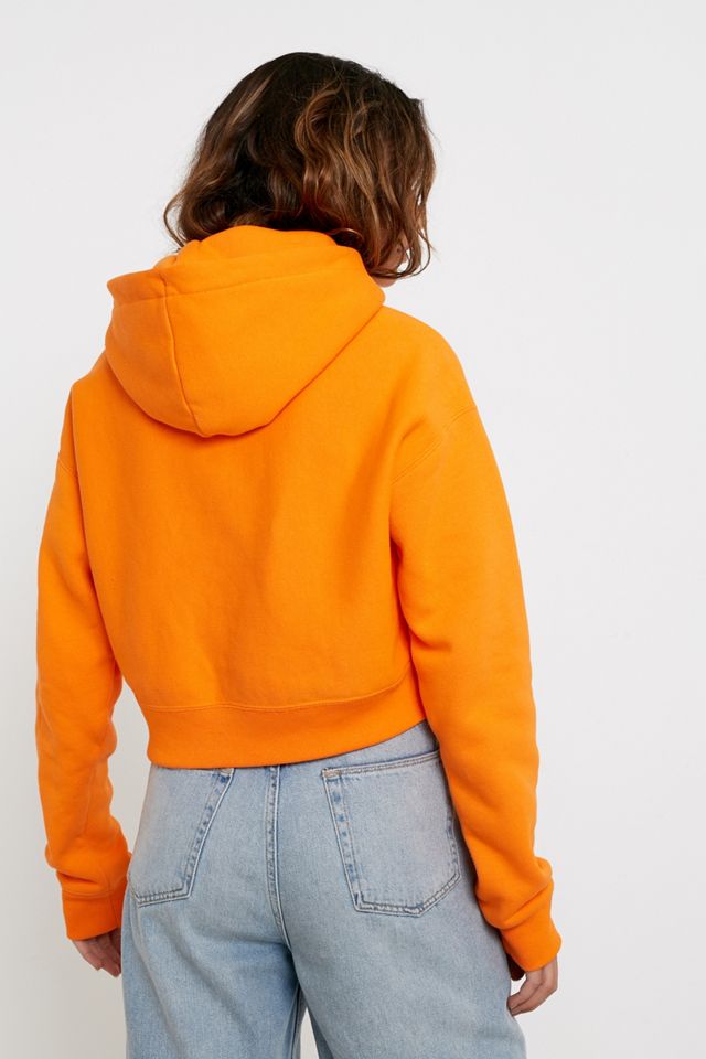 Champion UO Exclusive Orange Triple Script Logo Crop Hoodie #4