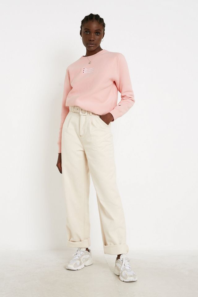 Champion UO Exclusive Triple Script Logo Light Pink Crew Neck Sweatshirt #2