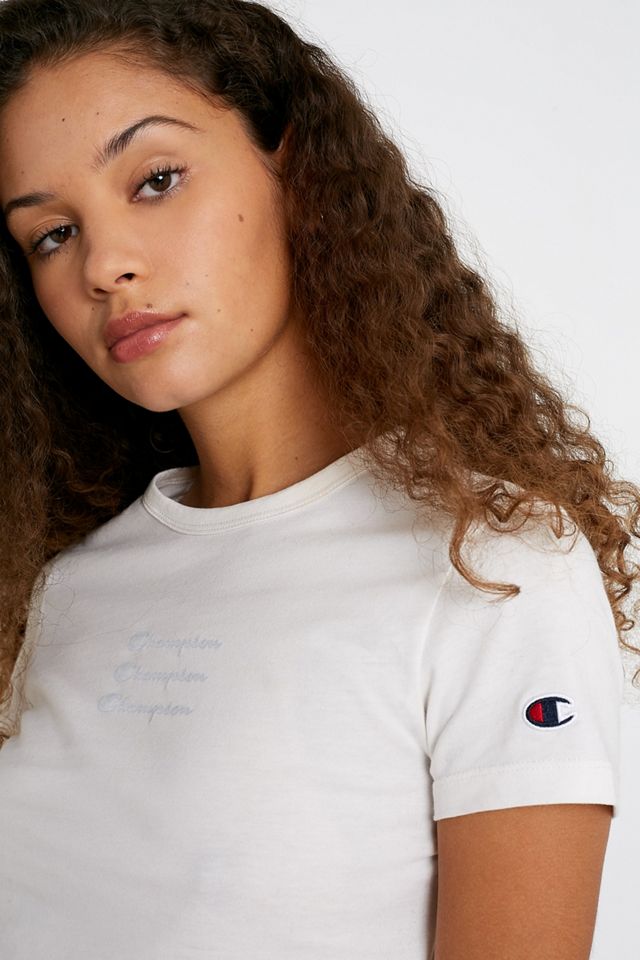 Champion UO Exclusive Reflective Triple Script Logo White Baby T-Shirt #3