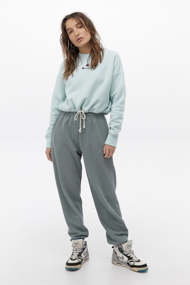 Champion – Gekürztes Sweatshirt in Mintgrün mit Rundhalsausschnitt und Logoschriftzug #2