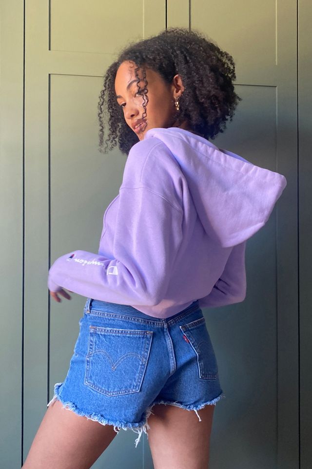 Champion Triple C Logo Lilac Cropped Crew Neck Sweatshirt #3