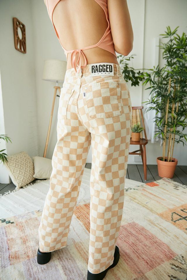 The Ragged Priest UO Exclusive Tan Checkerboard Dad Jeans #3