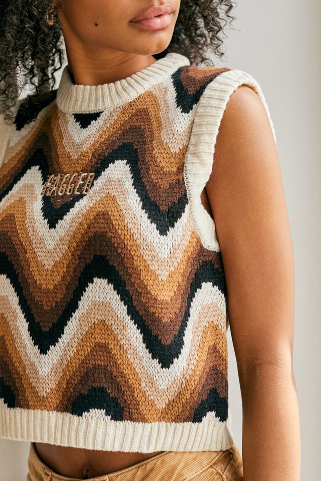 The Ragged Priest UO Exclusive Brown Wave Knitted Tank Top #1