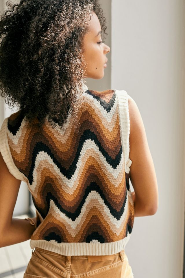 The Ragged Priest UO Exclusive Brown Wave Knitted Tank Top #2