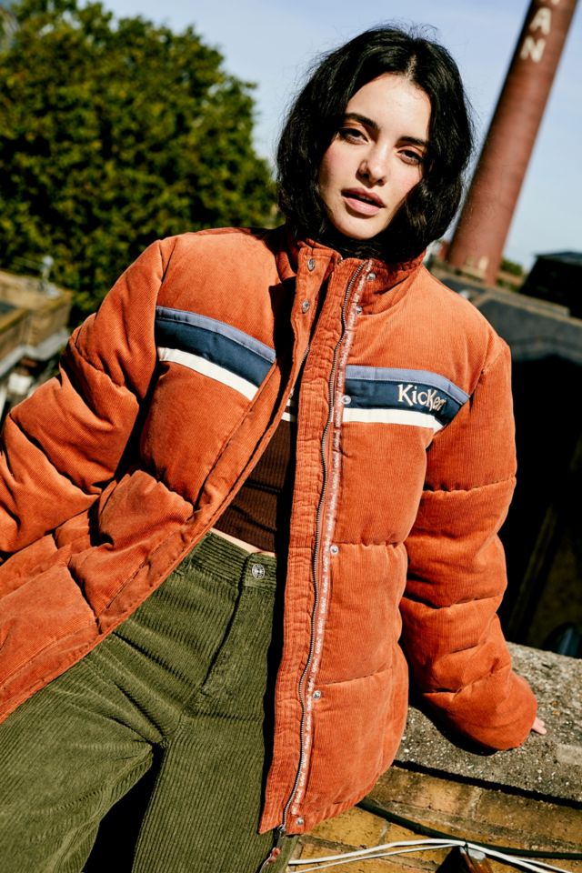 Orange cord puffer clearance jacket