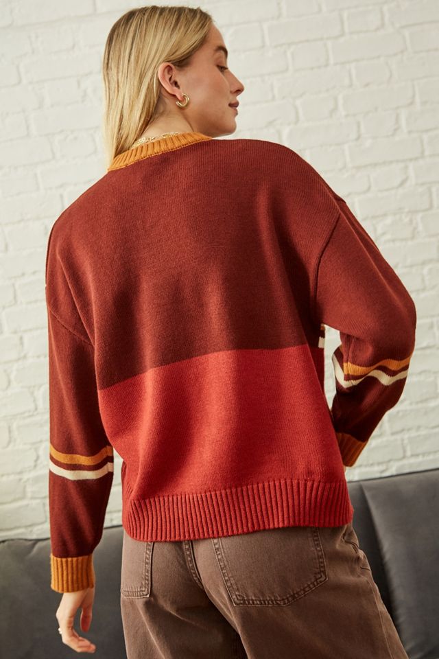 Kickers UO Esclusivo maglione in maglia rosso a blocchi di colore #1