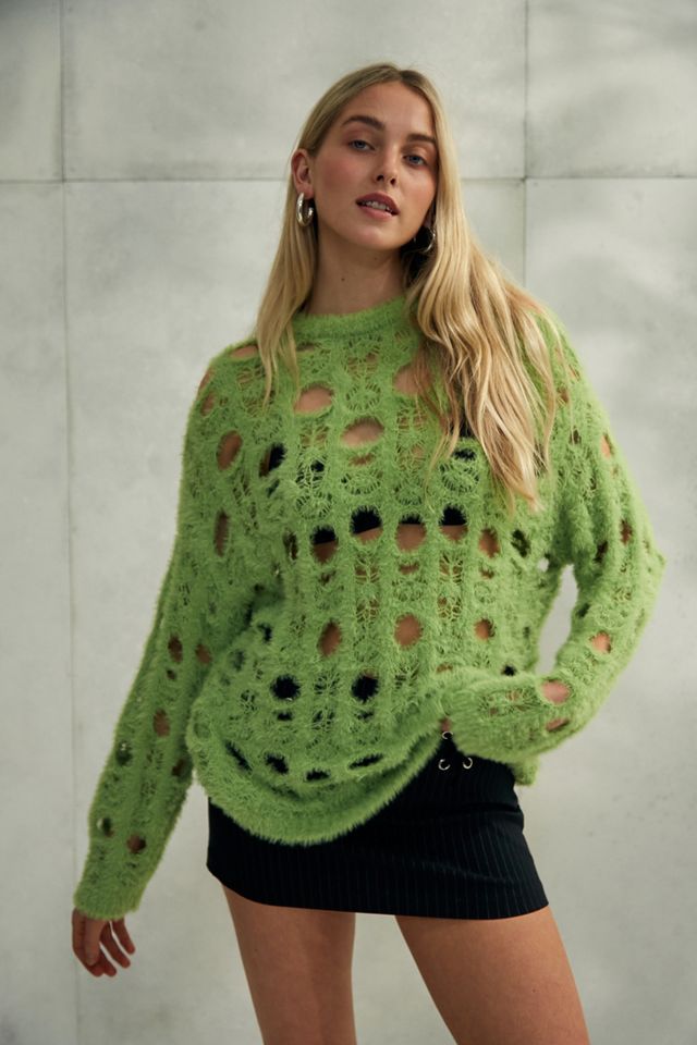 The Ragged Priest – Löcheriger Strickpullover in Grün #1