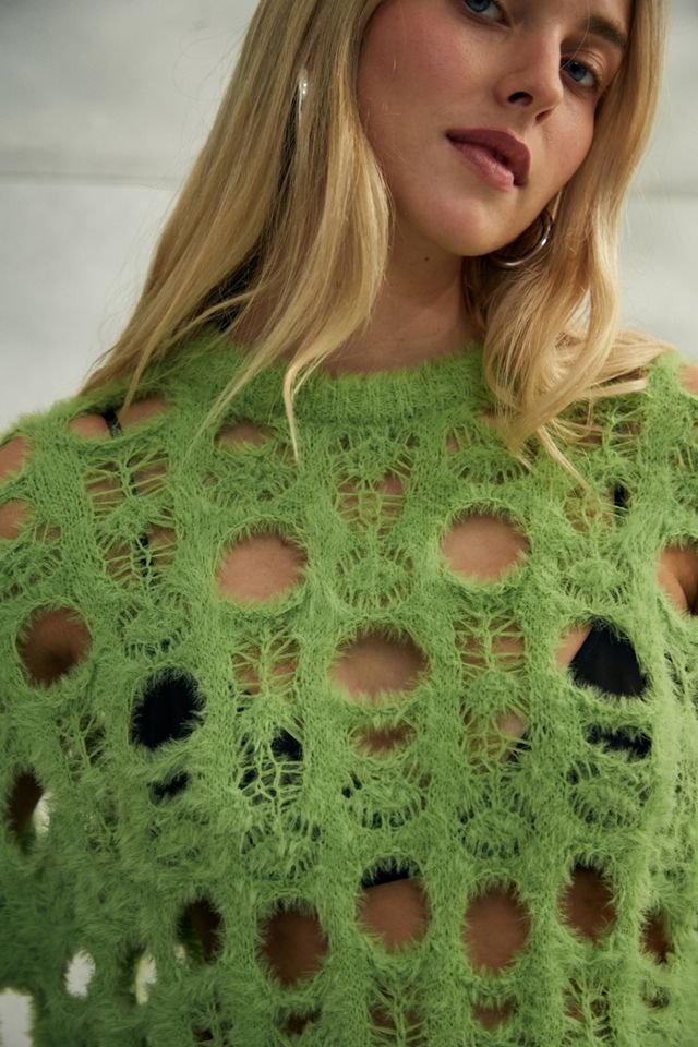 The Ragged Priest – Löcheriger Strickpullover in Grün #2