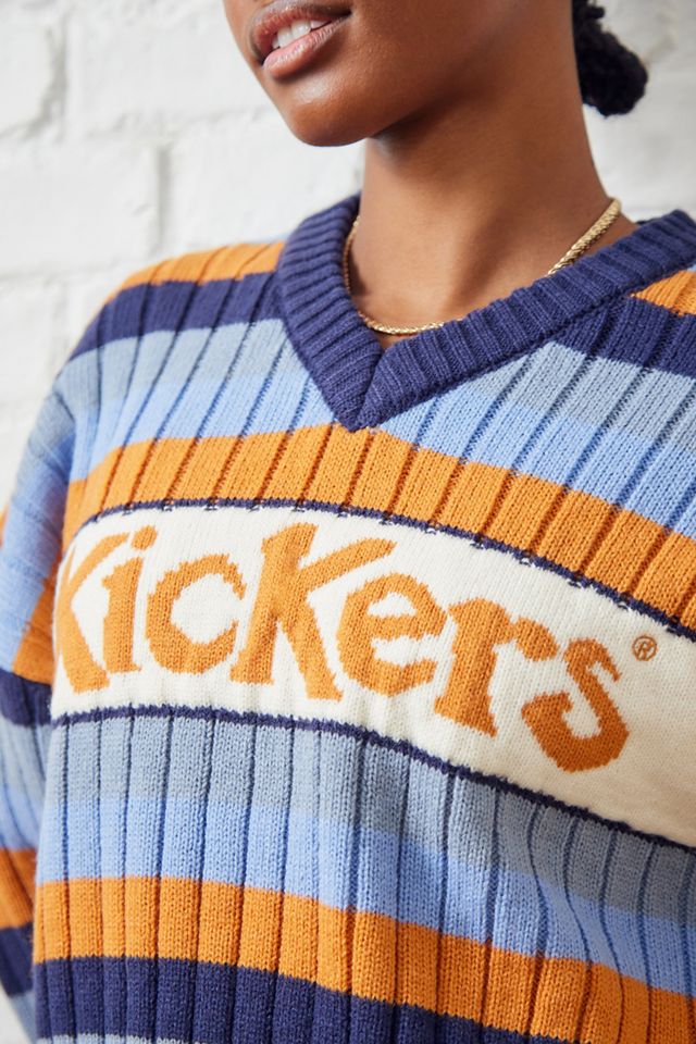 Kickers Blue & Orange Stripe Cropped Knit Jumper #1