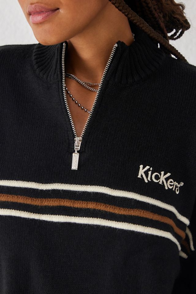 Kickers Black Quarter-Zip Knitted Jumper | Urban Outfitters UK