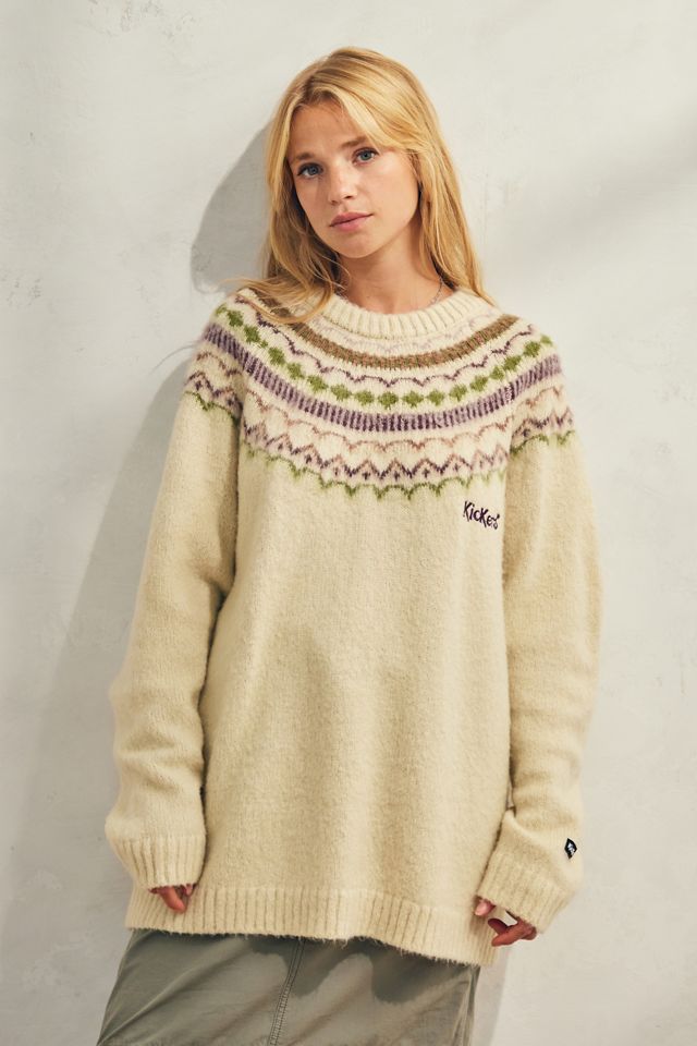 Kickers UO Exclusive Cream Fair Isle Knit Jumper Urban Outfitters UK