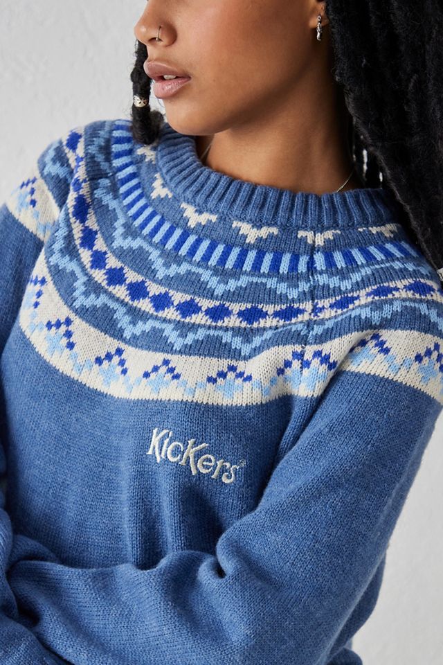 Kickers - Pull en maille jacquard bleu, exclusivité UO  #2