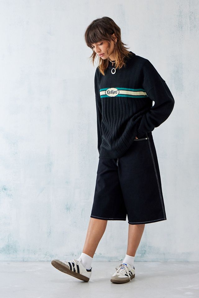 Kickers - Pull tricoté à maille côtelée et logo bleu noir #2