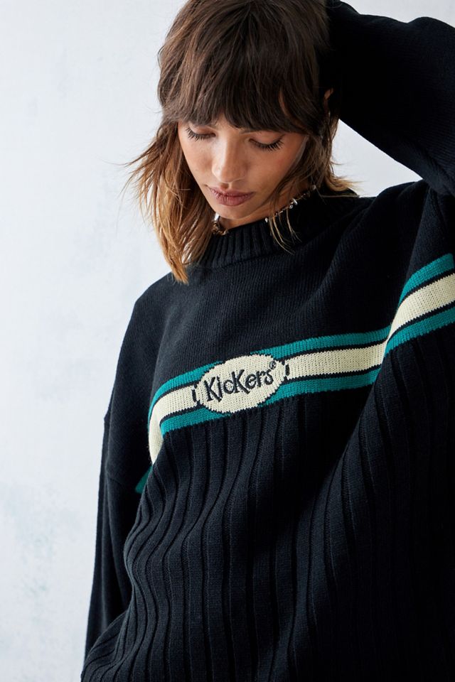 Kickers - Pull tricoté à maille côtelée et logo bleu noir #3