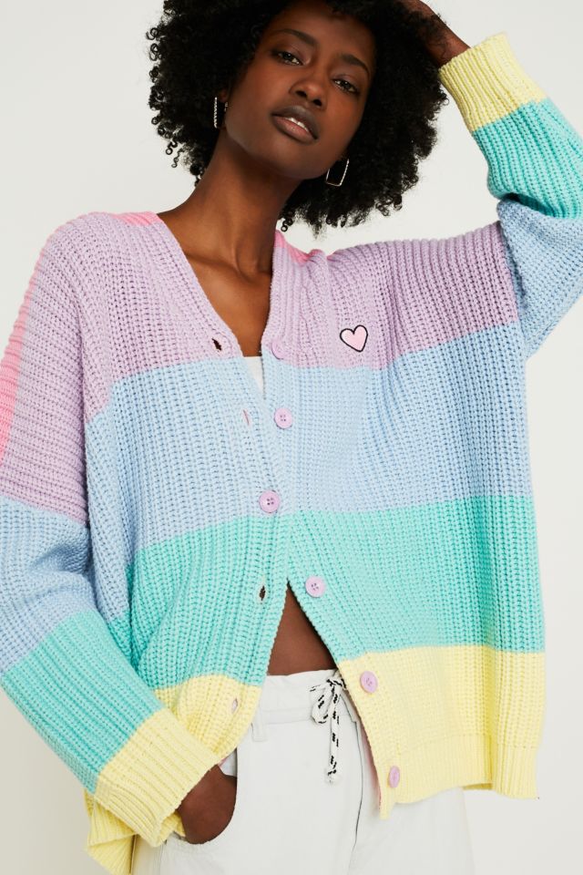 Lazy Oaf Pastel Rainbow Stripe Cardigan