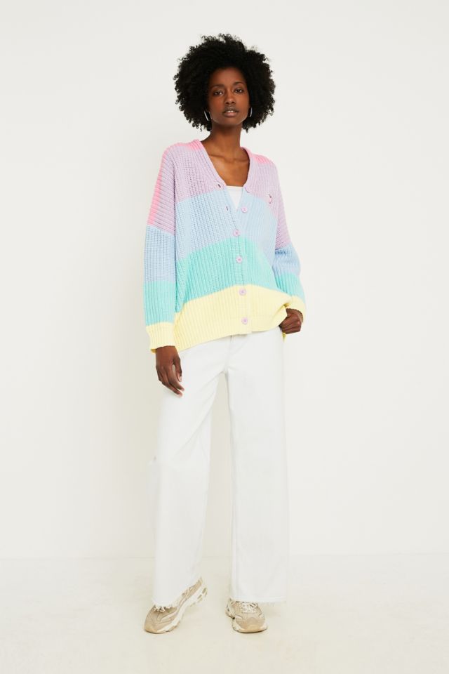 Pastel rainbow stripe top cardigan