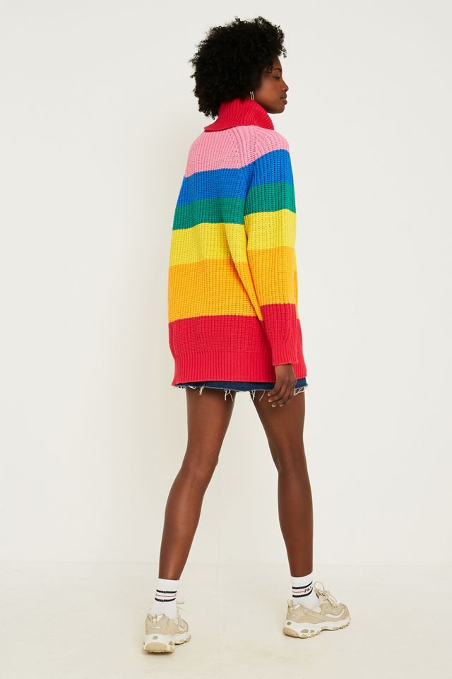 Lazy Oaf Rainbow Stripe Roll Neck Knit Jumper #2