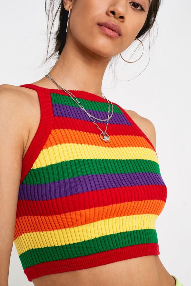 Lazy Oaf Rainbow Knit Crop Vest #1