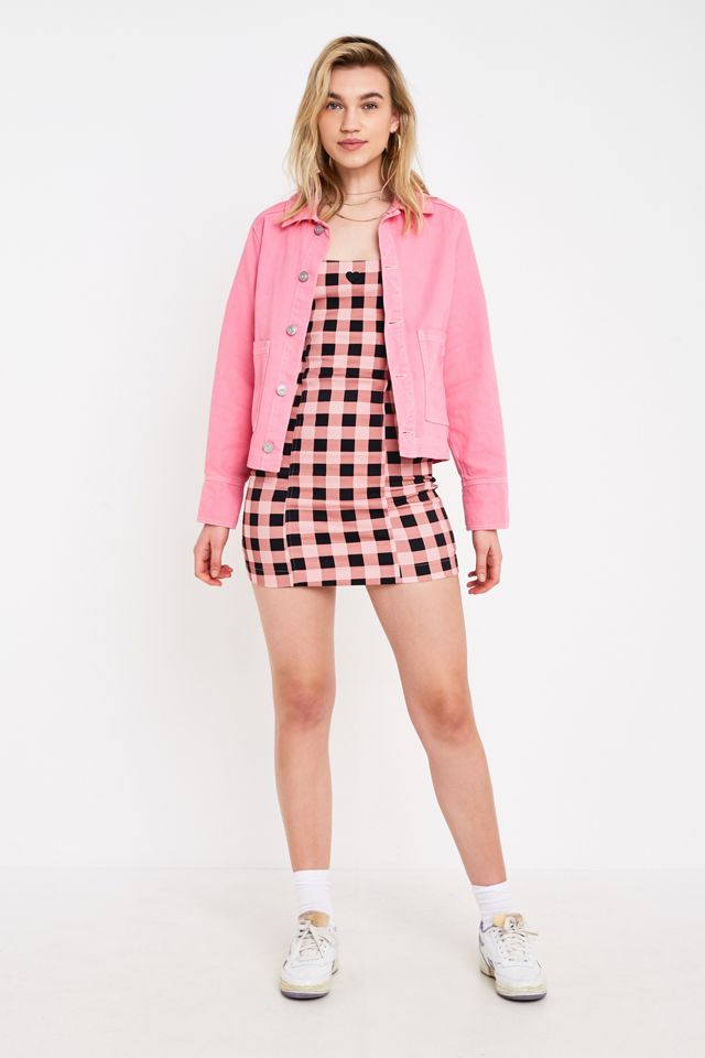 lazy oaf pink gingham dress Cut Out Heart Gingham Smock Dress  Lazy Oaf