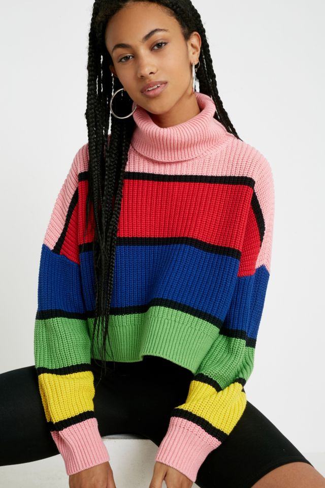 Lazy oaf striped roll neck jumper hotsell