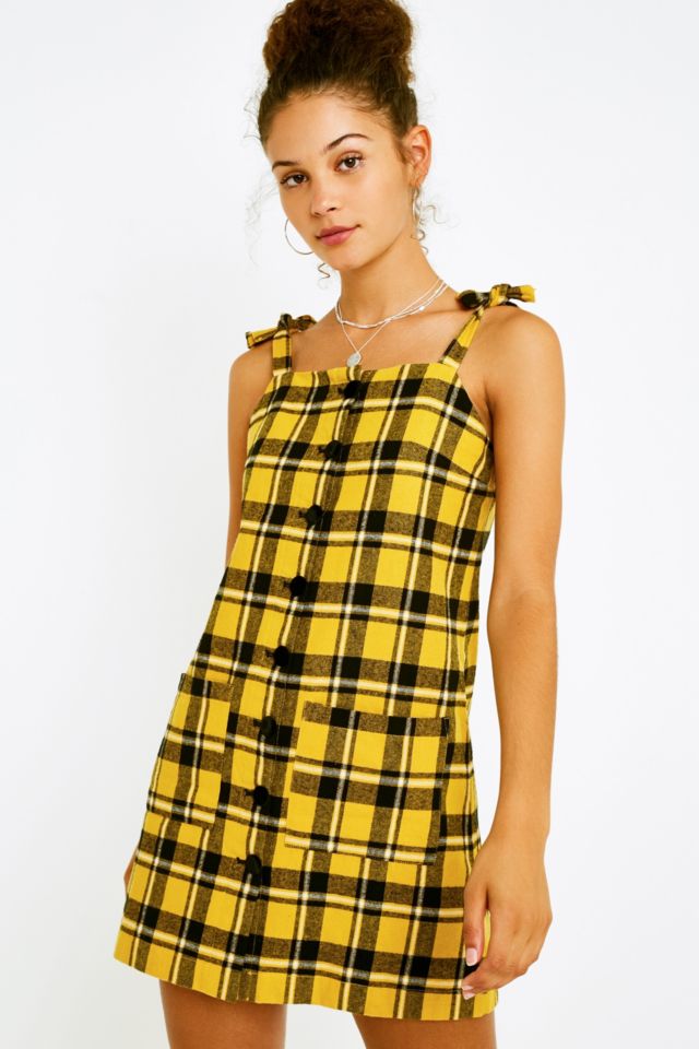 Mustard check outlet pinafore dress