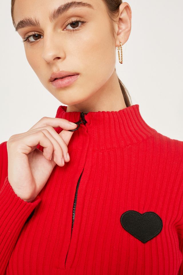 Lazy Oaf Got Heart Quarter-Zip Jumper Urban Outfitters UK