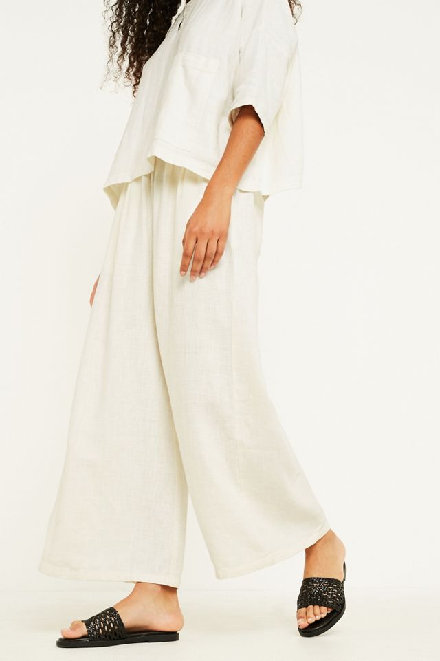 LF Markey - Pantalon large Lachie en chambray ivoire #1