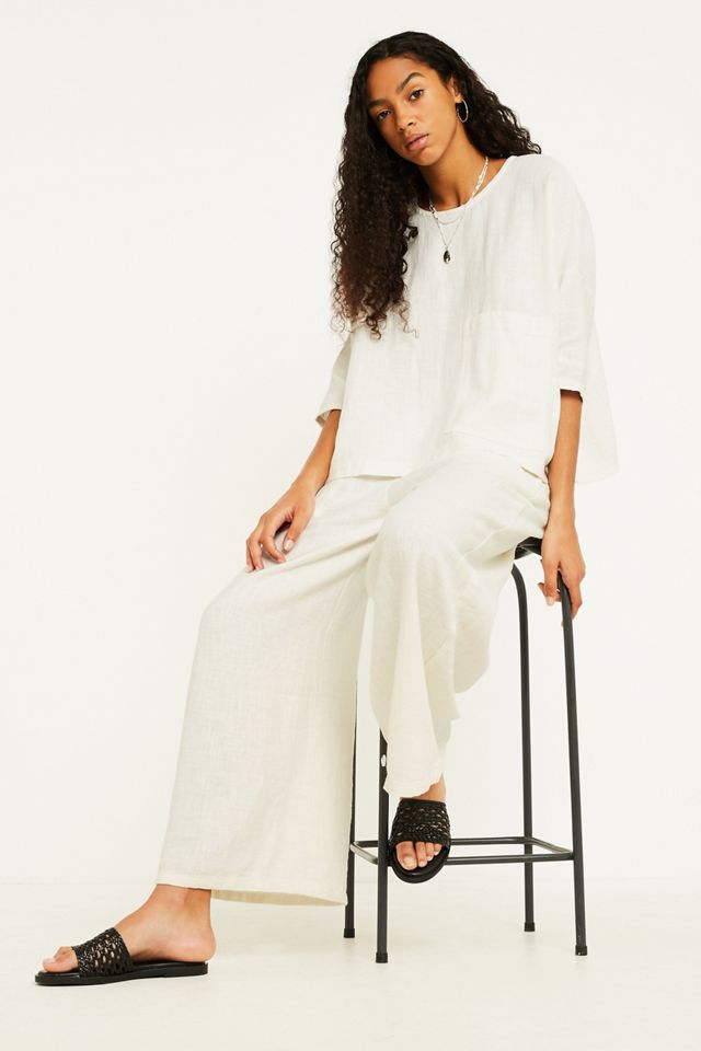 LF Markey - Pantalon large Lachie en chambray ivoire #2