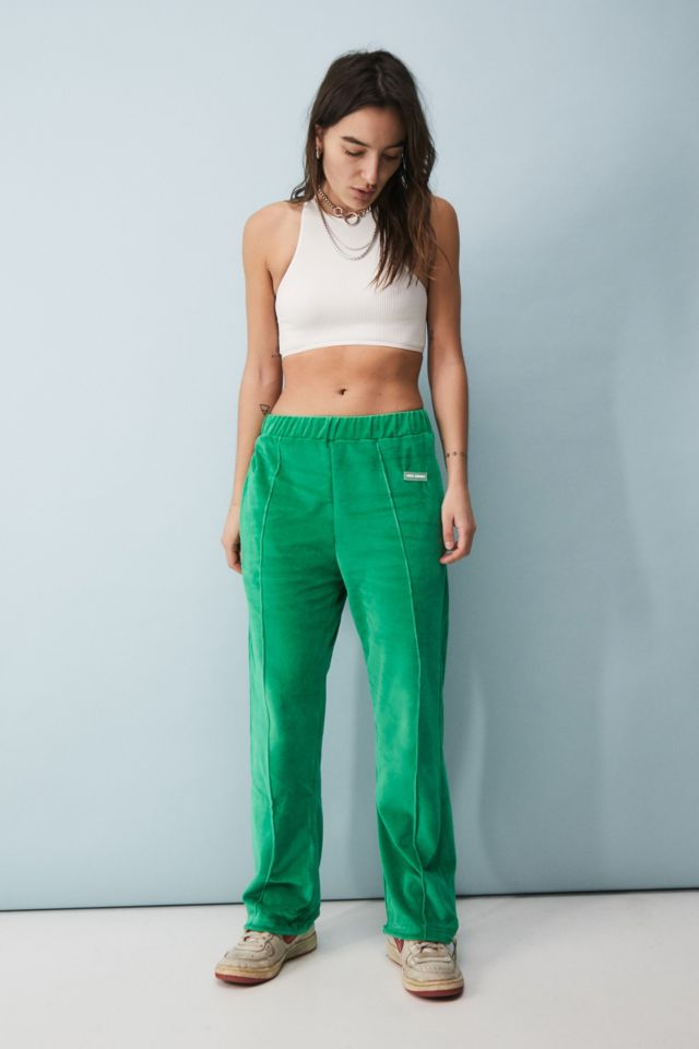 Local Heroes Green Velour Track Pants Urban Outfitters UK