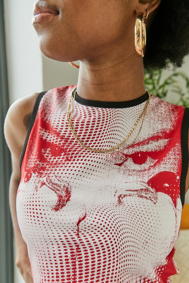 Jaded London Dotted Face Print 00s Vest Top #2