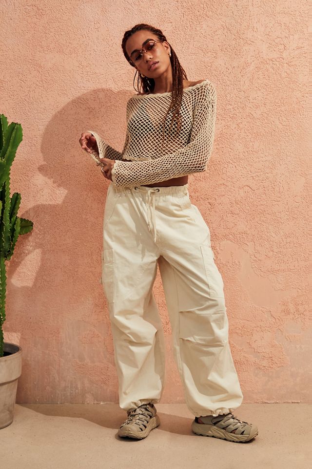 Jaded London Ecru Tech Cargo Pants