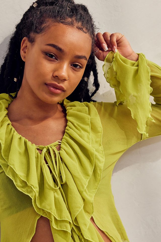 Jaded London Y2K Frilly Lace-Up Blouse #2