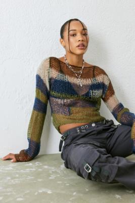 Jaded London Blue Mercer Shredded Knit Jumper | Urban