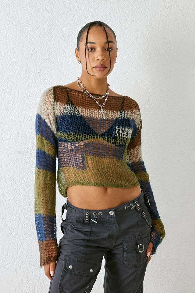 Jaded London Blue Mercer Shredded Knit Jumper #1