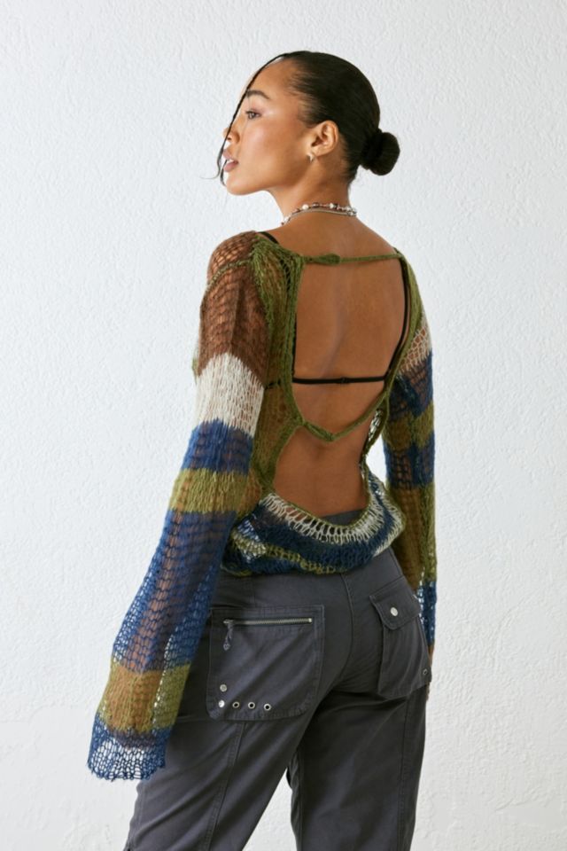 トップス Jaded London Sweater Knit Jaded London Blue Mercer Shredded Knit Jumper | Urban
