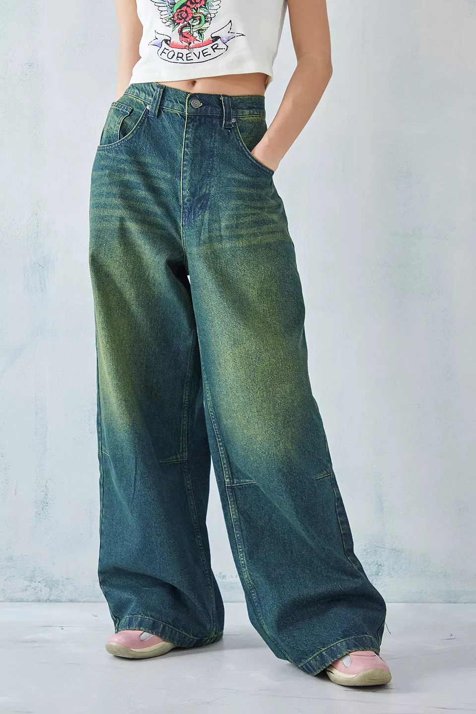 urbanoutfitters.com | Jaded London Tinted Green Colossus Jeans