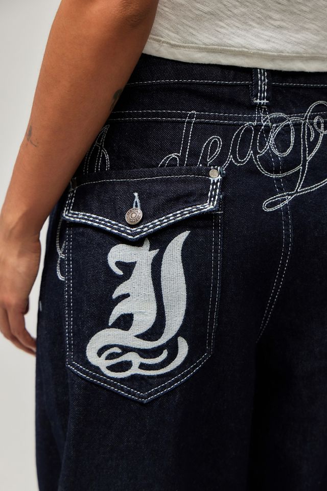 Jeans Uomo DROLA Con Ricami Floreali – Vestibilità Ampia, Elasticizzato, Y2K Retro Streetwear, Taglie Asiatiche, Controllare La Tabella - 5