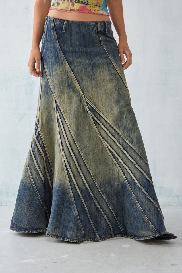 Jaded London Celadon Denim Maxi Skirt | Urban Outfitters UK