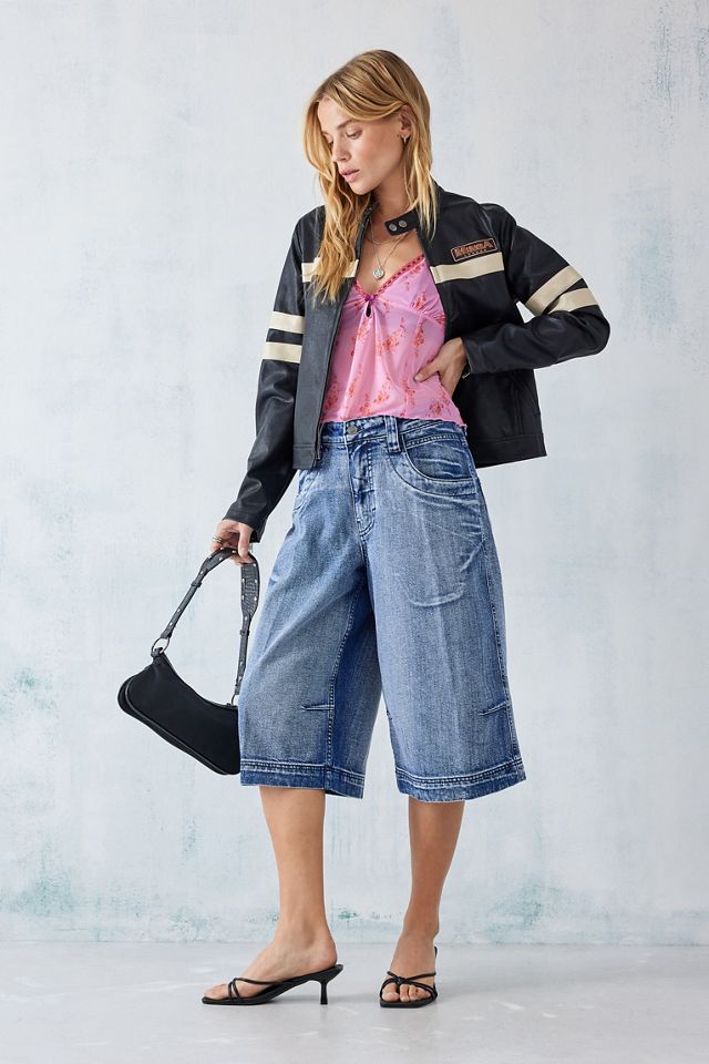 Jaded London Axle Acid Wash Denim Shorts