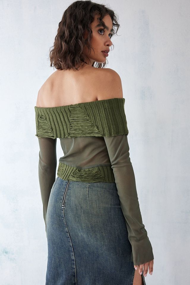 Jaded London Nova Off-The-Shoulder Mesh Top | Urban